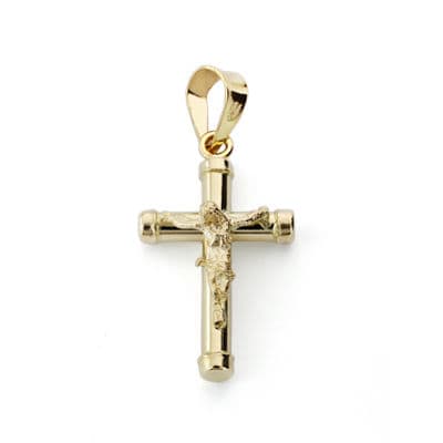 18K Hollow Cross With Christ 18x10 mm