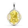 18K Bicolor Gold Virgin Girl Medal 21x17 mm