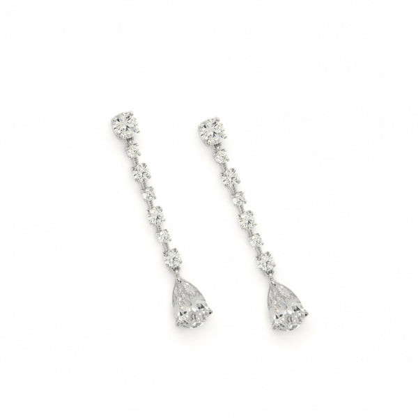 Long Silver Earrings with Bridal Style Movement