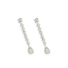 Elegant and Linear Long Silver Bridal Earrings