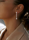 Elegant and Linear Long Silver Bridal Earrings