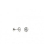 Petites boucles d'oreilles brillantes avec quartz adamantin taille ronde et zircone