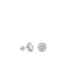 Small Shiny Silver Earrings Circular Design and Zirconia 11 mm