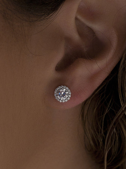 Petites Boucles d'Oreilles Argent Brillant Design Circulaire et Zircone