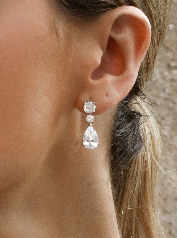 Small Festive and Monochrome Silver Bridal Earrings