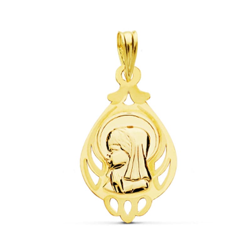 Médaille Fille Vierge 18K 21x12 mm