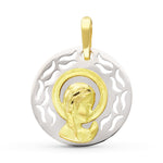 18K Bicolor Gold Virgin Girl Medal 17 mm