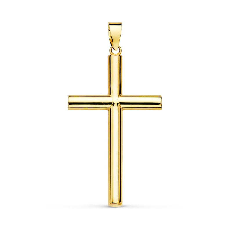 18K Yellow Gold Cross Smooth Hollow 29x18 mm Tube 3 mm