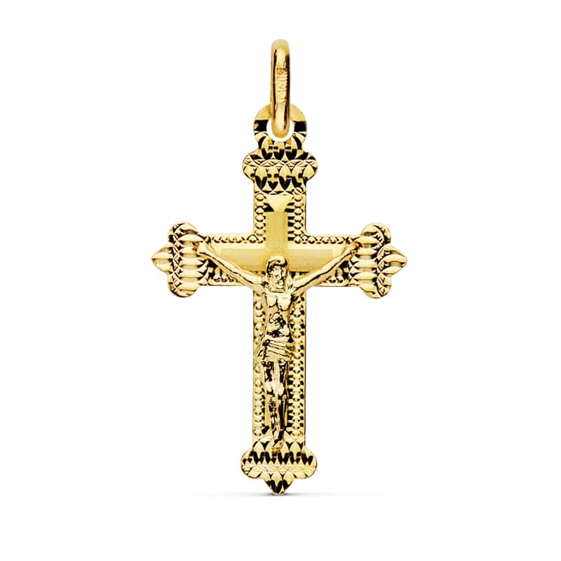 18K Cross With Christ Carved 23x15 mm