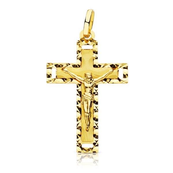 18K Cross With Christ Carved 27x17 mm