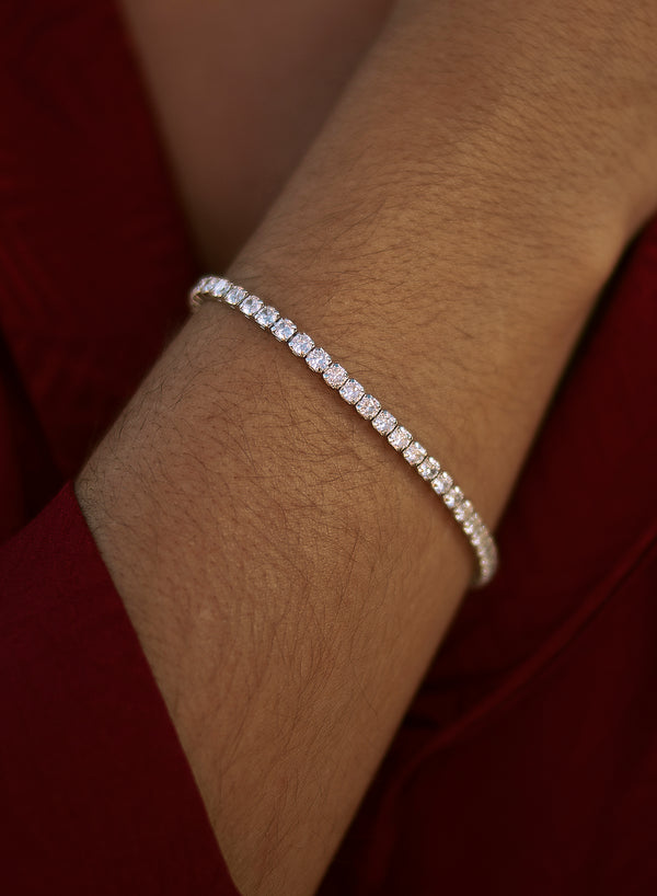 Rivière Silver Bracelets with Radiant Cut Zirconia 3 mm