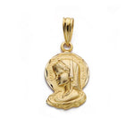 18K Carved Virgin Girl Silhouette Medal 19x16 mm