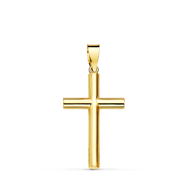 18K Yellow Gold Cross Smooth Hollow Tube 2.5 mm 21x13 mm