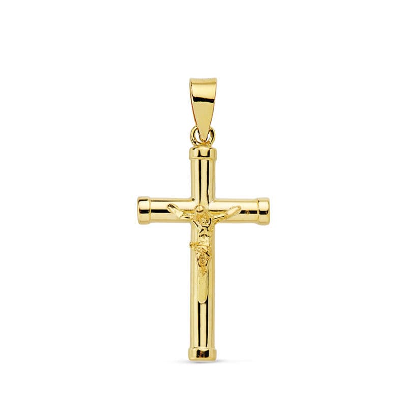 18K Cross With Christ Tube 2.5 mm 21x13 mm