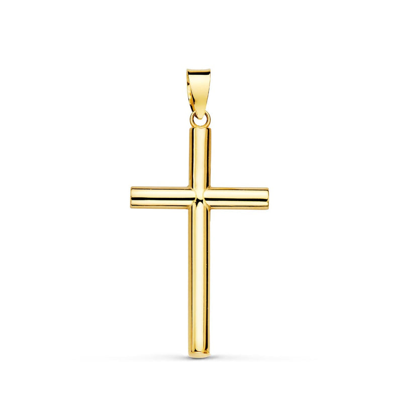 18K Yellow Gold Cross Smooth Hollow 25x15 mm Tube 2.2 mm