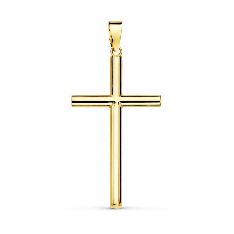 18K Yellow Gold Cross Smooth Hollow 29x17 mm Tube 2.2 mm