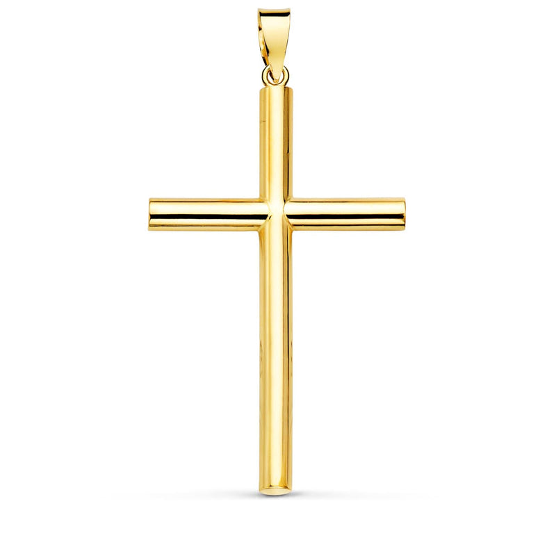 18K Yellow Gold Cross Smooth Hollow Tube 3 mm 35x22 mm