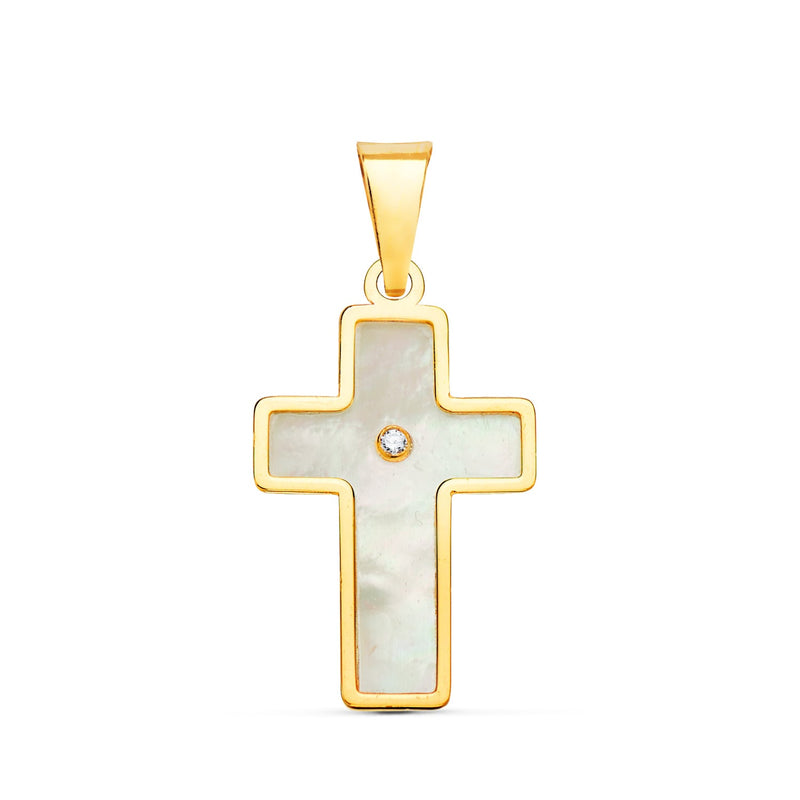 18K Cross With Mother of Pearl 18x12 mm