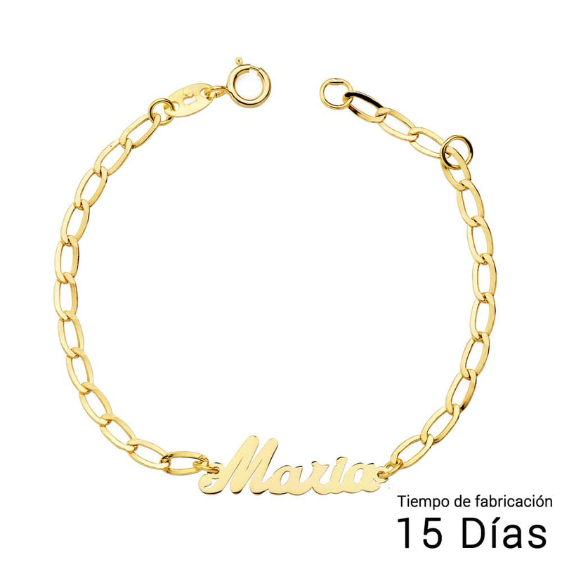 18K Girl Name Bracelet 13 cm Bilbao Chain