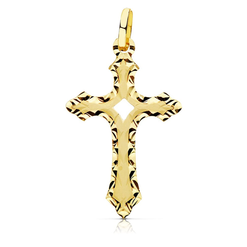 18K Cross Without Christ Carved 27x17 mm