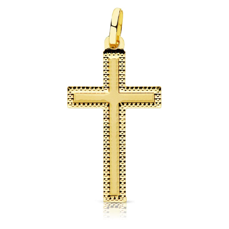 18K Cross Without Christ Carved 27x15 mm