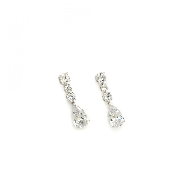 Festive and Elegant Small Silver Bridal Earrings