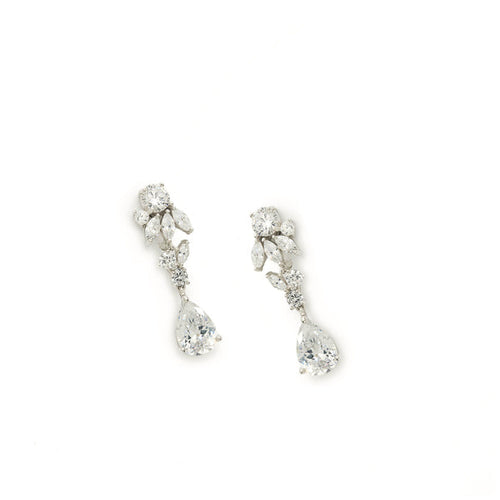 Small Silver Floral and Festive Bridal Earrings