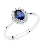 18K White Gold Ring Sapphire 0.62 Qts. with Diamonds