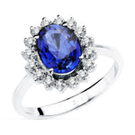 18K White Gold Ring Sapphire 2.47 Qt. Diamonds 0.56 Qt. Si-H