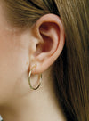 Silver hoop earrings, fine and elegant design, gold model, 25 mm