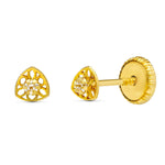 18K Yellow Gold Openwork Triangle Earrings 3X3 mm