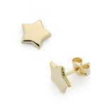 18K Yellow Gold Star Pressure Earrings. 8mm