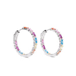 Boucles d'oreilles créoles en argent avec pierres grand design multicolore