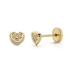 18K Yellow Gold Heart Zirconia Earrings 5X4 mm