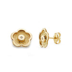 Boucles d'oreilles Fleur Zircone Or Jaune 18K 8X8 mm