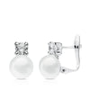 18K White Gold Pearl and Zirconia Earrings White Gold 11x6.5 mm