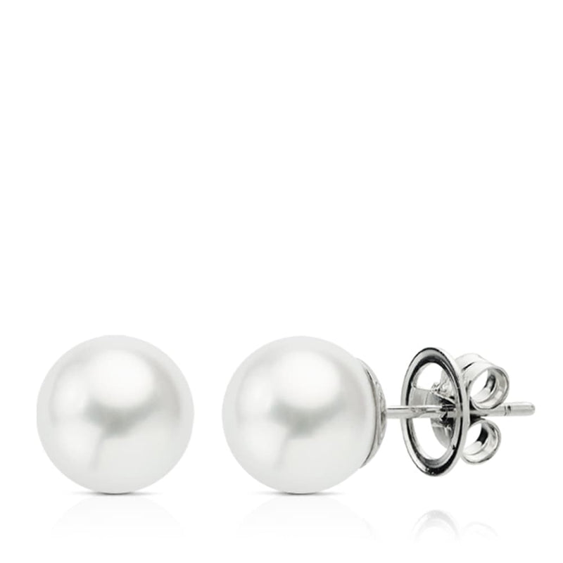 Boucles d'oreilles en or blanc 18 carats avec perles d'Australie 12 - 13 mm