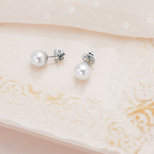 18K White Gold Australian Pearl Earrings 12 - 13 mm