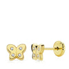 18K Yellow Gold Butterfly Zirconia Earrings 6X5 mm