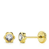 18K Yellow Gold Daisy Zirconia Earrings 4 mm
