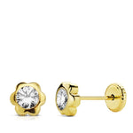 18K Yellow Gold Daisy Zirconia Earrings 5 ​​mm