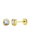 18K Yellow Gold Square Zirconia Earrings 4 mm