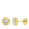 18K Bicolor Gold Round Earrings 6 mm