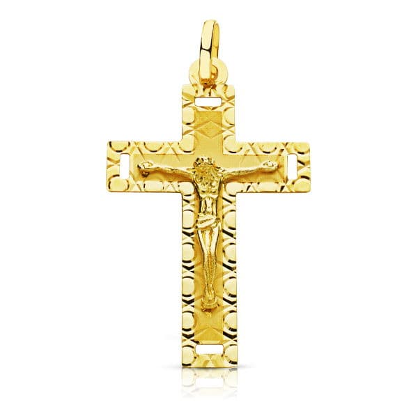 18K Cross With Christ Carved 35x22 mm