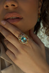 Ring with colored stones in bright tones