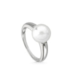 Bague perle en argent de style classique avec perle centrale