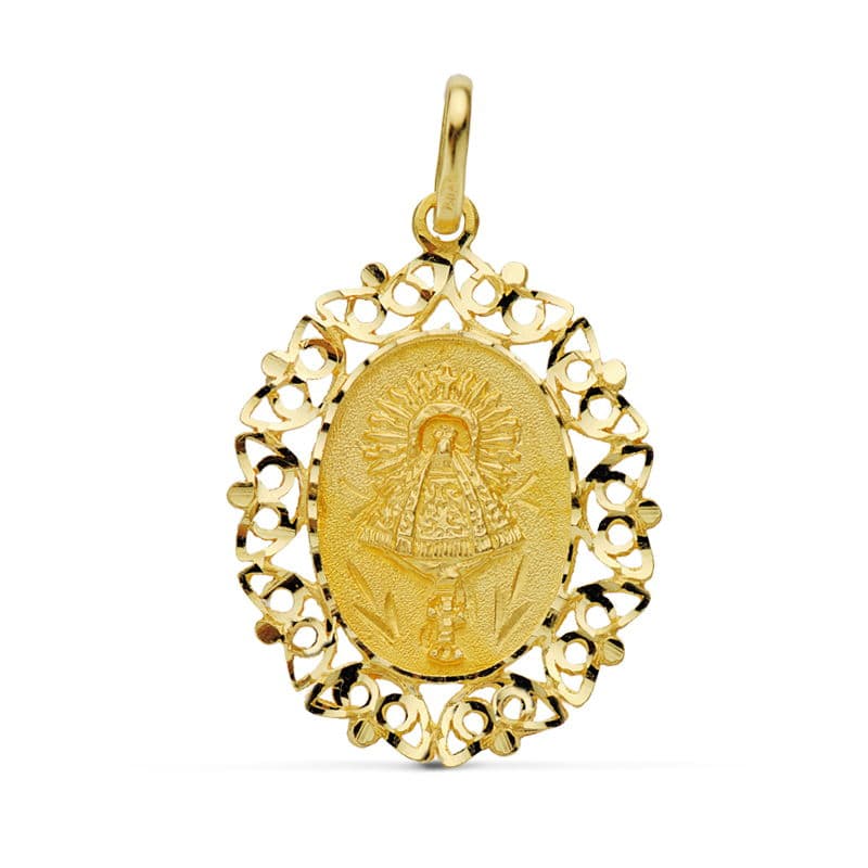 Cartouche de médaille Virgen Del Pilar 18K 30x22 mm