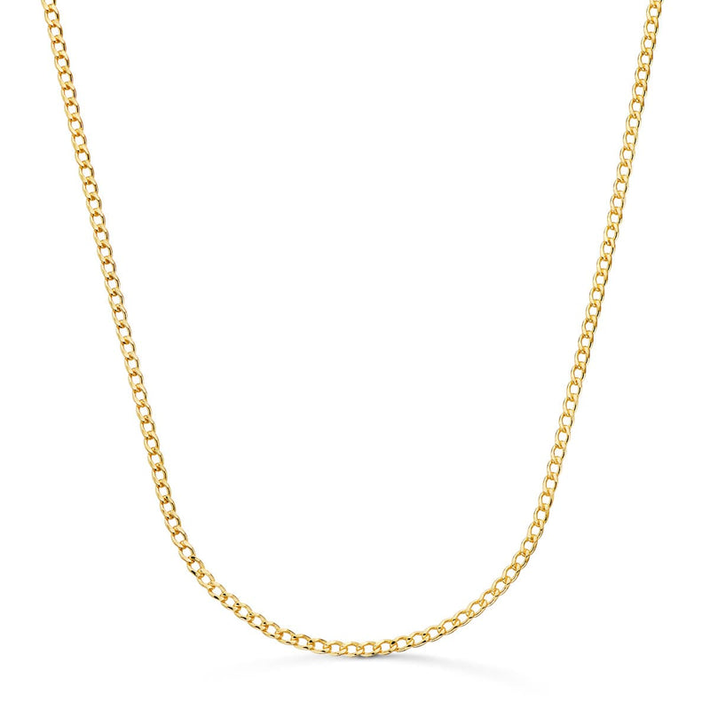 18K Yellow Gold Chain Hollow Curb Width: 2mm Length: 60 cm