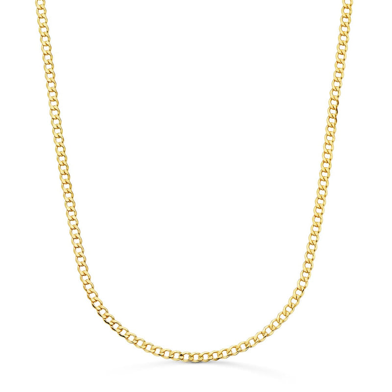 18K Yellow Gold Chain Hollow Curb Width: 2.5mm Length: 50 cm