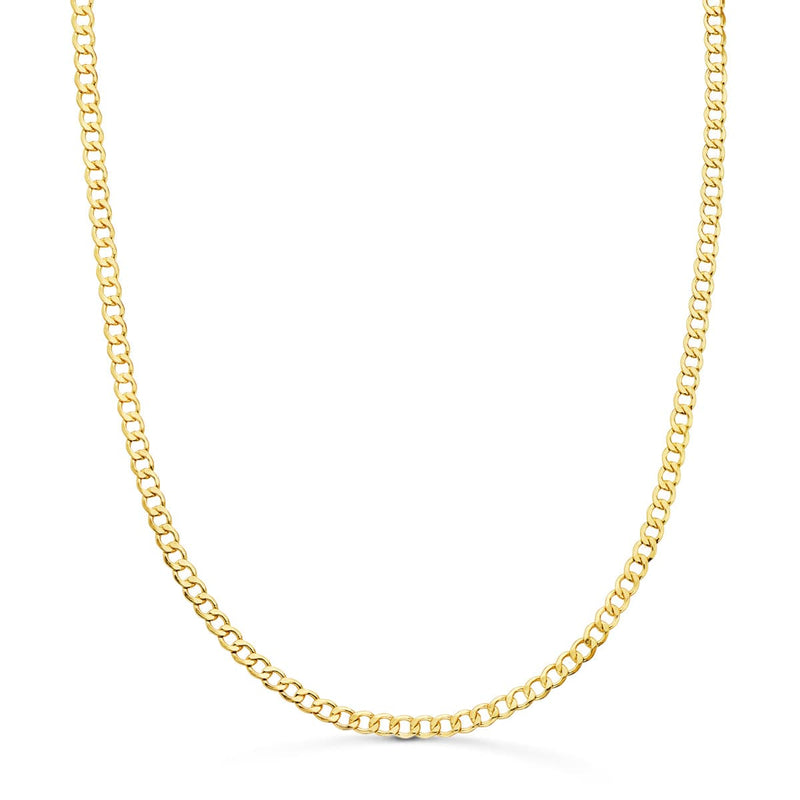 18K Yellow Gold Chain Hollow Curb Width: 3.5mm Length: 60 cm